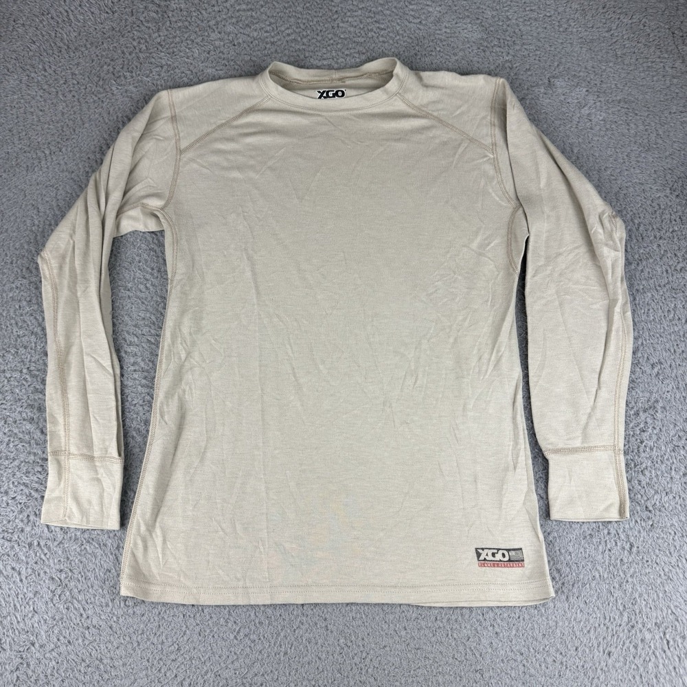XGO Shirt Mens Small Brown Thermal Base Layer Long Sleeve Acclimate Dry USA Made